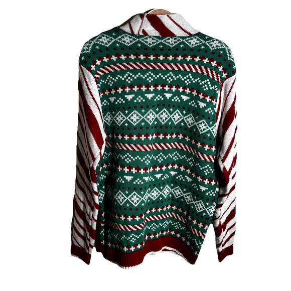 Blizzard Bay Christmas Sweater Bow Tie Candy Cane Striped Size M Festive Bright - Picture 3 of 8